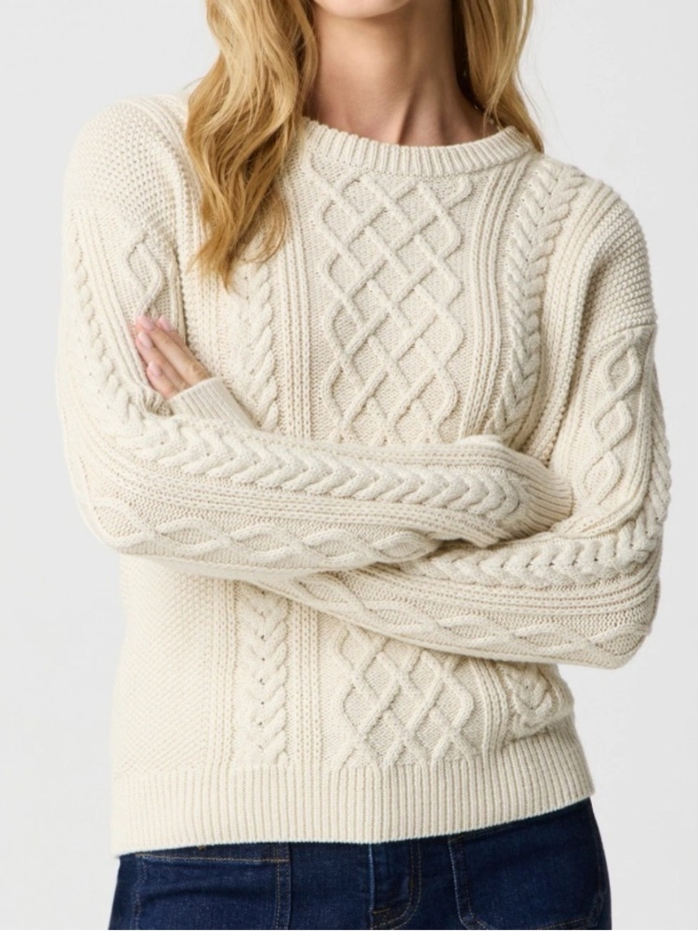 J. Crew Factory Cream Cable Crewneck Sweater Women’s M